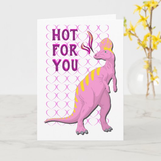 Roze brandwonden Dragon-Happy Valentijnsdag Kaart (Gele Bloem)