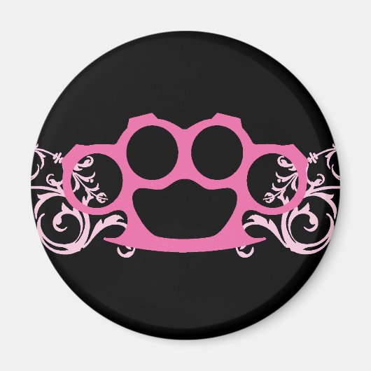 Roze brass Knuckles Magneet (Voorkant)