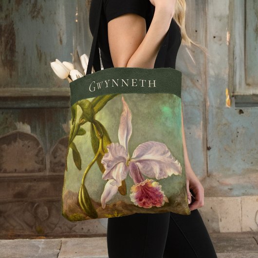 Roze Braziliaanse Cattelya Orchidee met Naam Monog Tote Bag