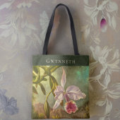 Roze Braziliaanse Cattelya Orchidee met Naam Monog Tote Bag