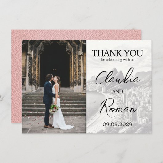 Roze Brazilië Paspoort Bedankkaart (Voorkant / Achterkant)