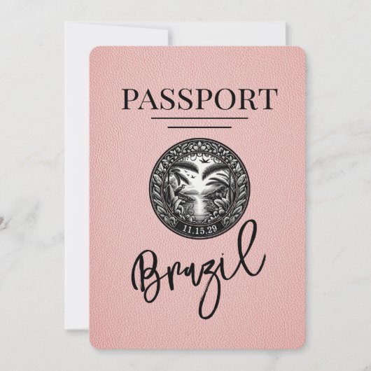 Roze Brazilië paspoort Bewaar de datum Save The Date (Voorkant)