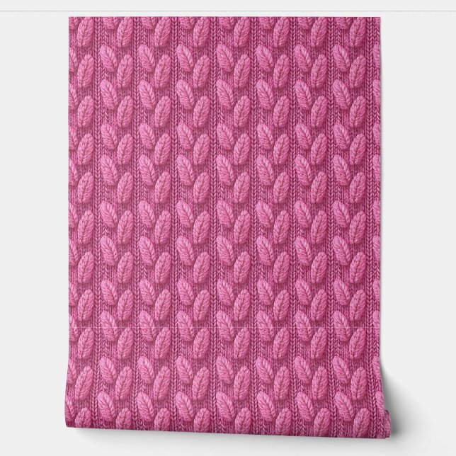 Roze Brei Veer Haakpatroon Behang (Afrollen)