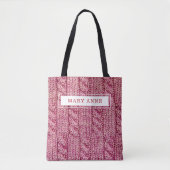 Roze breien op maat tote bag (Voorkant)