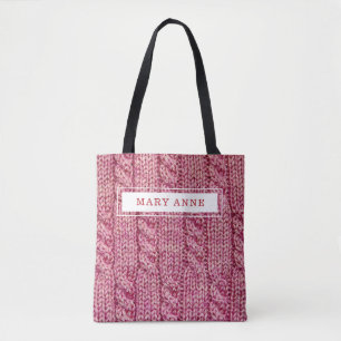 Roze breien op maat tote bag