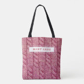 Roze breien op maat tote bag (Achterkant)