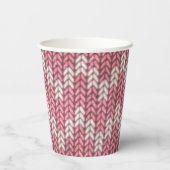Roze breipatroon papieren beker (Achterkant)