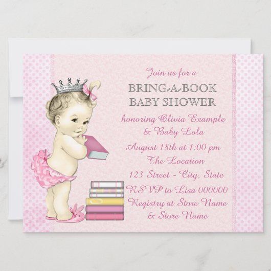 Roze breng een Baby shower van het Boek Kaart (Voorkant)