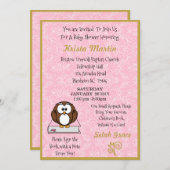 Roze breng een Baby shower van het Boek Kaart (Voorkant / Achterkant)