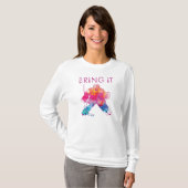 Roze Breng het Hockey Keeper Aquarel Vrouwen T-shirt (Voorkant volledig)