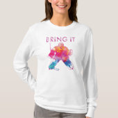 Roze Breng het Hockey Keeper Aquarel Vrouwen T-shirt (Voorkant)