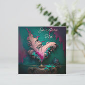 Roze breuk van het schilderij van veren kaart (Staand voorkant)