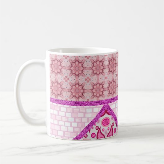 Roze Brick Paisley Mok (Links)