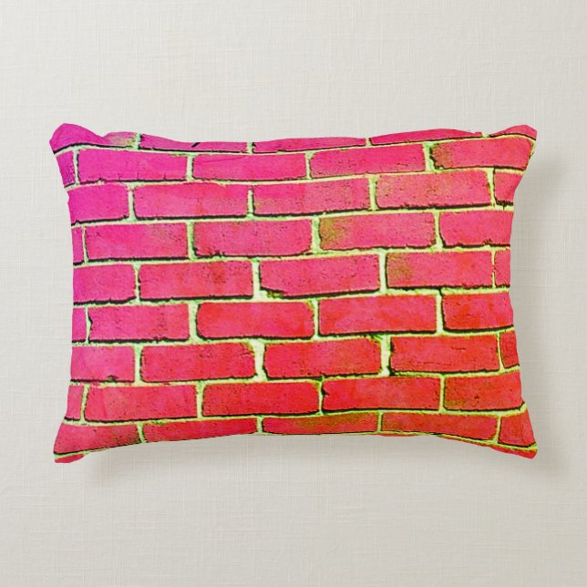 Roze Brick Wall Accent Kussen (Voorkant)