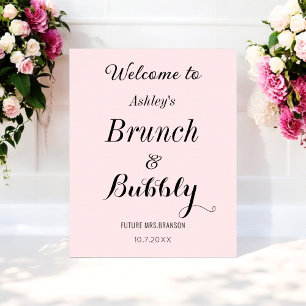 Roze Bridal Brunch Bubely Welkom Poster