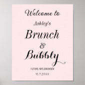Roze Bridal Brunch Bubely Welkom Poster (Voorkant)