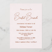 Roze bridal Brunch Calligraphy Script Folie Uitnodiging (Voorkant)