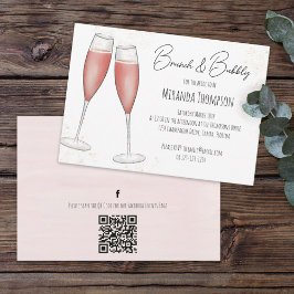 Roze bridal Brunch Shower QR Code Social Media Kaart