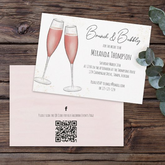 Roze bridal Brunch Shower QR Code Social Media Kaart