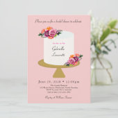 Roze bridal met flessenkaart - Uitnodiging (Staand voorkant)