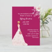 Roze bridal Shower Invitation Kaart (Staand voorkant)