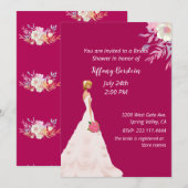 Roze bridal Shower Invitation Kaart (Voorkant / Achterkant)