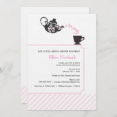 Roze bridal Shower Invitation - Tea Kaart (Voorkant / Achterkant)