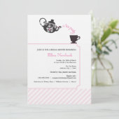 Roze bridal Shower Invitation - Tea Kaart (Staand voorkant)