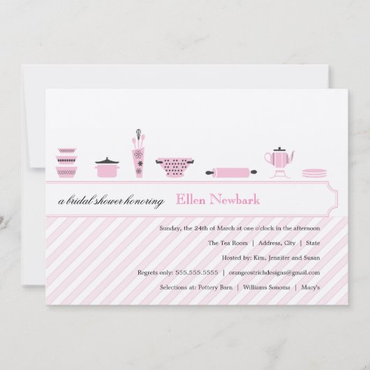 Roze Bridal Shower Invitations Kaart (Voorkant)