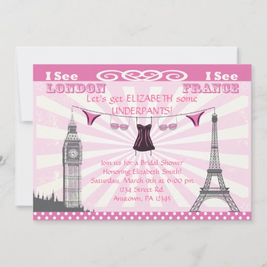 Roze Bridal Shower Invitations Kaart (Voorkant)