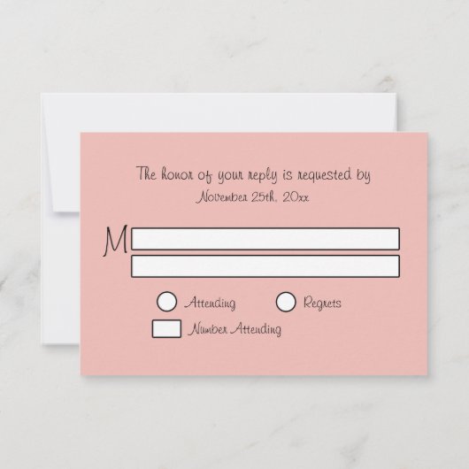 Roze bride en Groom Getaway-auto - RSVP-kaarten RSVP Kaartje (Achterkant)