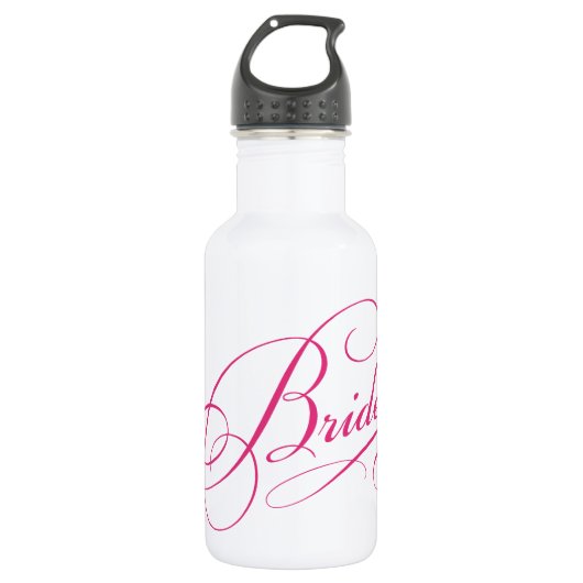 Roze BRIDE om elegant cursief gepersonaliseerd te Waterfles (Voorkant)
