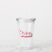 Roze bride retro font bachelorette acryl drinkbeker (Voorkant)