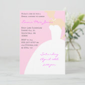 Roze bride Silhouette Bridal Shower Invitation Kaart (Staand voorkant)