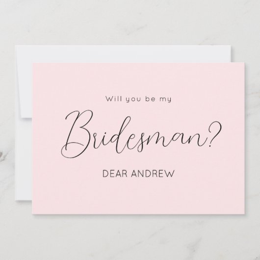 Roze Bridesman-ontwerpscript uitnodiging (Voorkant)