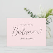 Roze Bridesman-ontwerpscript uitnodiging (Staand voorkant)