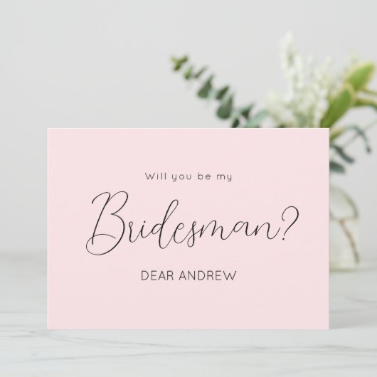 Roze Bridesman-ontwerpscript uitnodiging (Staand voorkant)