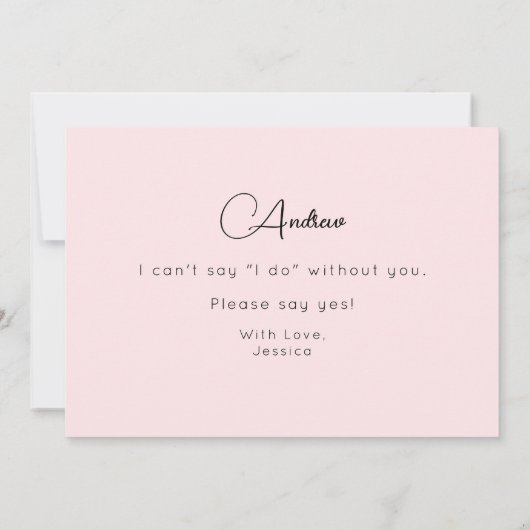 Roze Bridesman-ontwerpscript uitnodiging (Achterkant)