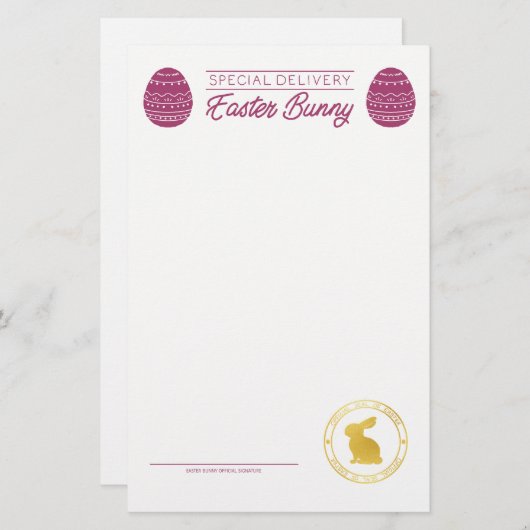 Roze brief van de paasbunny blank (Voorkant / Achterkant)