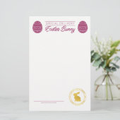 Roze brief van de paasbunny blank (Staand voorkant)