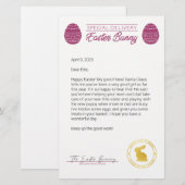 Roze brief van de paashaas (Voorkant / Achterkant)