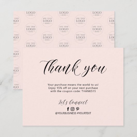 Roze briefing bedrijfspakket Hartelijk dank Bedankkaart (Voorkant / Achterkant)