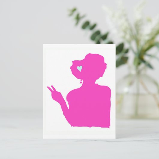 Roze briefkaart (Staand voorkant)