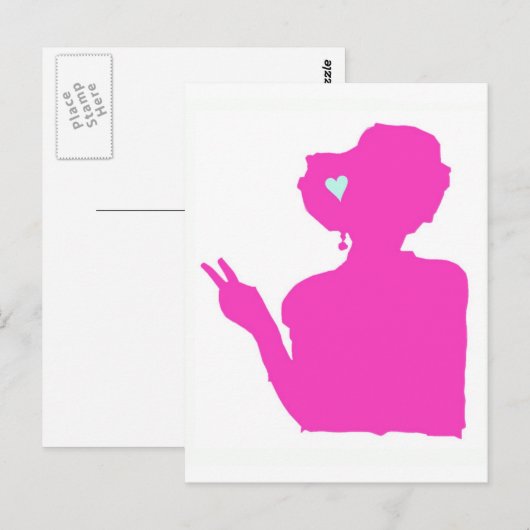 Roze briefkaart (Voorkant / Achterkant)