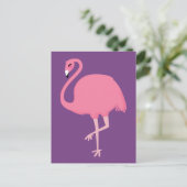 Roze briefkaart Flamingo (Staand voorkant)