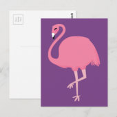 Roze briefkaart Flamingo (Voorkant / Achterkant)