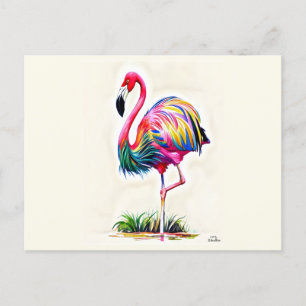 Roze Briefkaart Flamingo