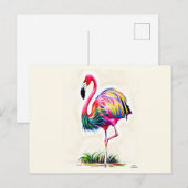 Roze Briefkaart Flamingo (Voorkant / Achterkant)