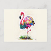 Roze Briefkaart Flamingo (Voorkant)