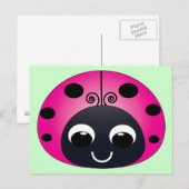 Roze Briefkaart Ladybug (Voorkant / Achterkant)